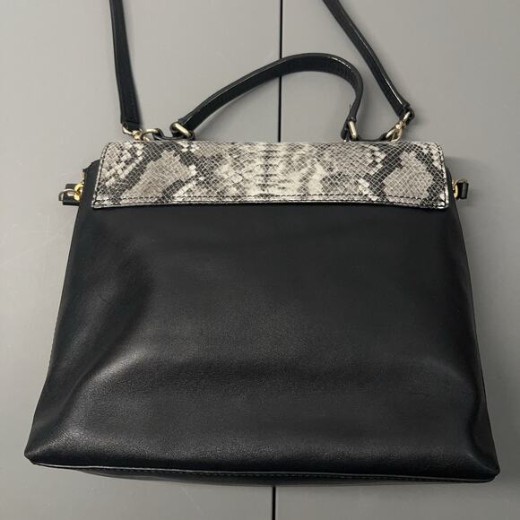 Kate Spade Magnolia Park Large Laurel Satchel Snake Embossed Leather Black White - Picture 5 of 16